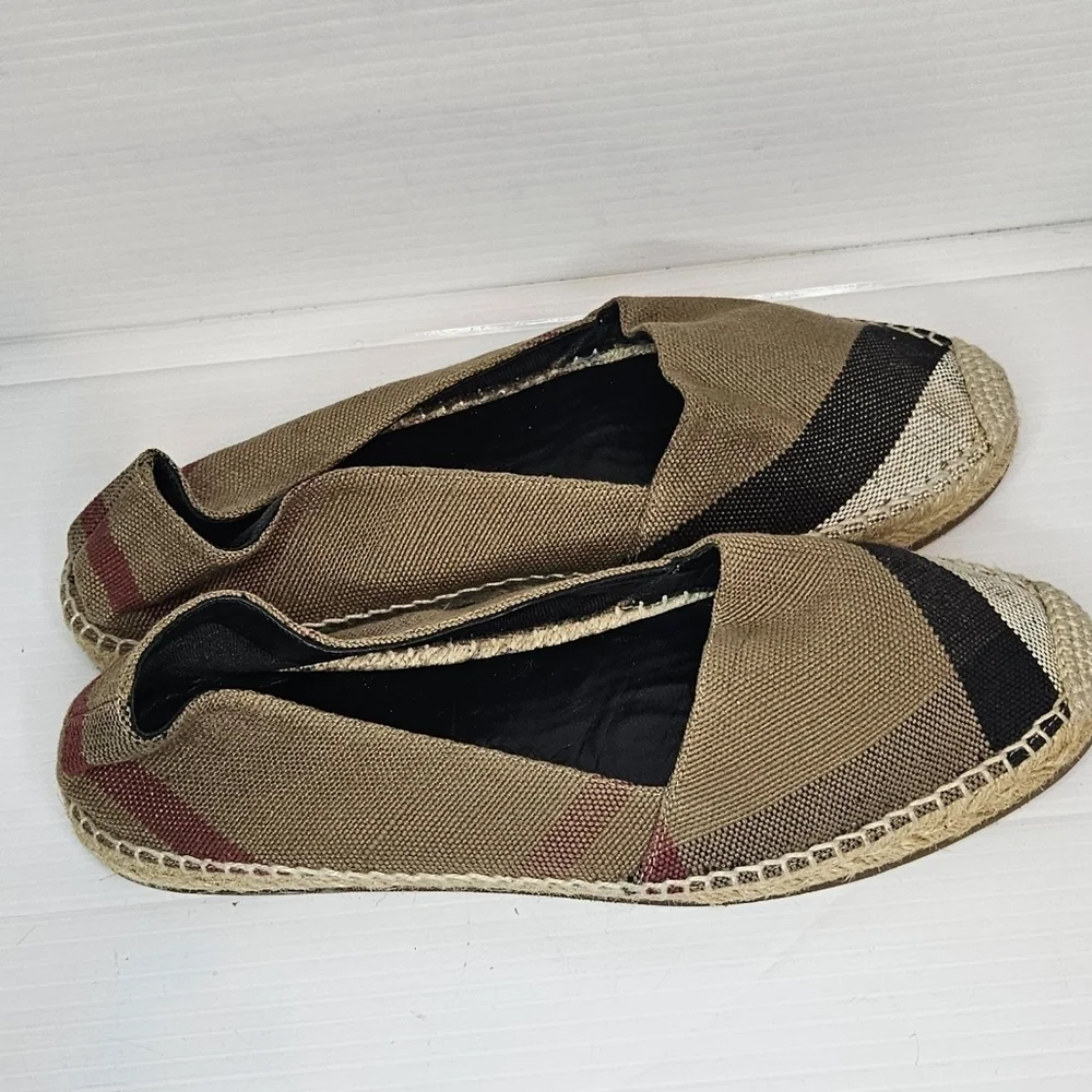 Burberry London Hodgeson Check Espadrille Shoes Size 38
